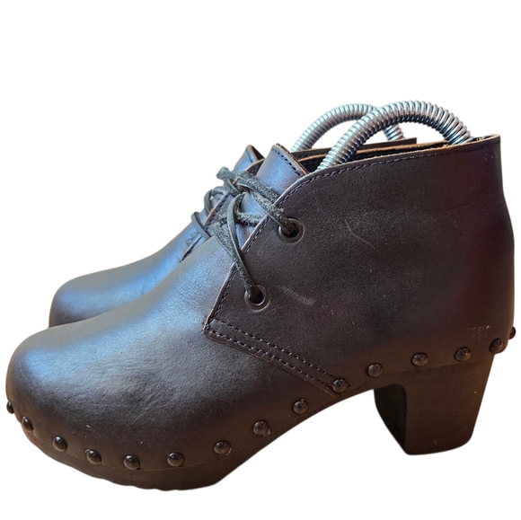 Unbranded Made In France Wooden Ankle Leather Boho Fall Winter Boots Black Sz 6 - Picture 4 of 13